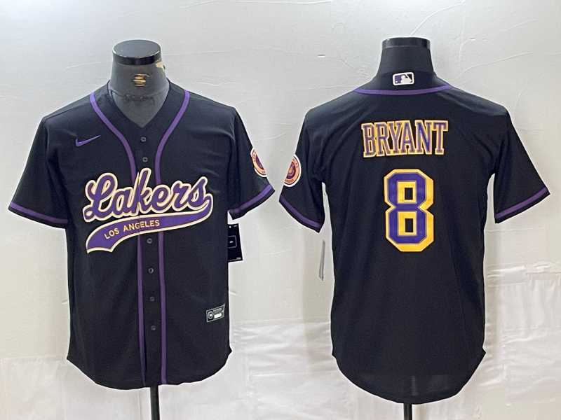 Men%27s Los Angeles Lakers #8 Kobe Bryant Black Cool Base Stitched Baseball Jersey